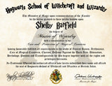 Ministry of Magic Personalized Harry Potter Diploma - Hogwarts School of Witchcraft and Wizardry Degree