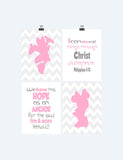Minnie Mouse Christian Nursery Decor Set of 4 Unframed Prints Chevron Pink and Gray with Bible Verses