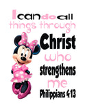 Minnie Mouse Christian Pink Nursery Set of 2 Unframed Prints with Bible Verses