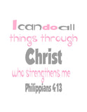 Minnie Mouse Christian Chevron Pink Nursery Set of 4 Unframed Prints, I Can Do All Things, Philippians 4:13