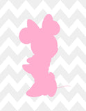 Minnie Mouse Christian Nursery Decor Set of 4 Unframed Prints Chevron Pink and Gray with Bible Verses