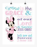 Minnie Mouse Christian Nursery Decor Print - Grow in Grace and Knowledge - 2 Peter 3:18