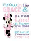 Minnie Mouse Christian Nursery Decor Print - Grow in Grace and Knowledge - 2 Peter 3:18
