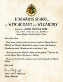 Personalized Harry Potter Acceptance Letter - Hogwarts School of Witchcraft and Wizardry - Printable