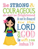 Princess Christian Nursery Decor Set of 4 Prints, Mulan, Rapunzel, Ariel and Jasmine with Bible Verses