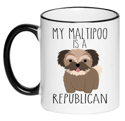 My Maltipoo Is A Republican Funny Cute Adorable Politics Black and White 11 Ounce Ceramic Mug