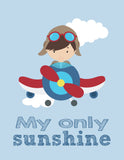 Aviation Travel Nursery Art Set of 4 Prints - You Are My Sunshine