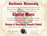 Louisville Cardinals Ultimate Football Fan Personalized Diploma - 8.5" x 11" Parchment Paper