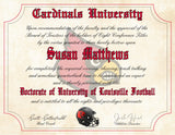 Louisville Cardinals Ultimate Football Fan Personalized Diploma - 8.5" x 11" Parchment Paper