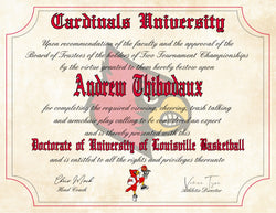 Louisville Cardinals Ultimate Basketball Fan Personalized Diploma - 8.5" x 11" Parchment Paper