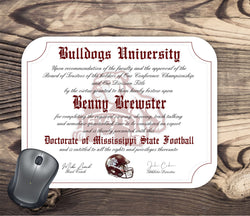 Mississippi State Bulldogs Ultimate Football Fan Personalized Diploma Mouse Pad