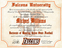 Bowling Green Falcons Ultimate Football Fan Personalized 8.5" x 11" Diploma