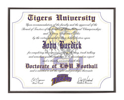 Personalized Wood Plaque of the LSU Tigers Ultimate Football Fan Diploma