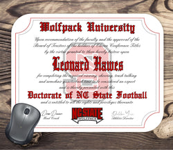 NC State Wolfpack Ultimate Football Fan Personalized Diploma Mouse Pad