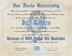 UNC Tar Heels Ultimate Basketball Fan Personalized Diploma - 8.5" x 11" Parchment Paper
