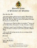 Personalized Harry Potter Acceptance Letter - Hogwarts School of Witchcraft and Wizardry Signed by Dumbledore