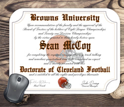 Cleveland Browns Ultimate Football Fan Personalized Diploma Mouse Pad