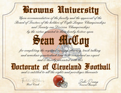 Cleveland Browns Ultimate Football Fan Personalized Diploma - Perfect Gift - 8.5" x 11" Parchment Paper