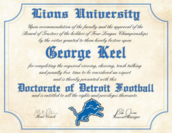 Detroit Lions Ultimate Fan Personalized Diploma - Perfect Gift - 8.5" x 11" Parchment Paper