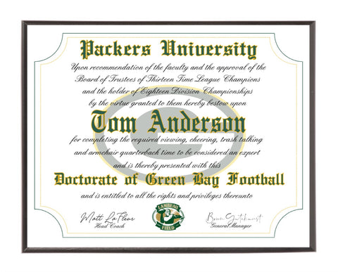 Personalized Wood Plaque of the Green Bay Packers for the Ultimate Football Fan