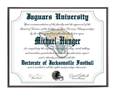 Personalized Wood Plaque of the Jacksonville Jaguars for the Ultimate Football Fan