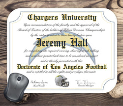 Los Angeles Chargers Ultimate Football Fan Personalized Diploma - Mouse Pad - Perfect Gift