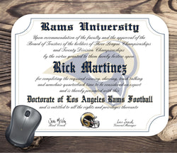 Los Angeles Rams Ultimate Football Fan Personalized Diploma - Mouse Pad