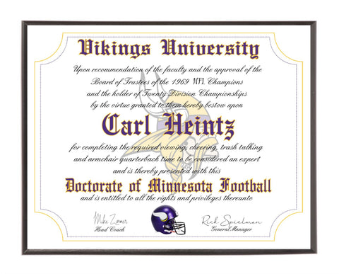 Personalized Wood Plaque of the Minnesota Vikings for the Ultimate Football Fan