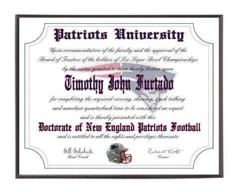 Personalized Wood Plaque of the New England Patriots for the Ultimate Football Fan