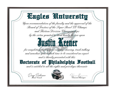 Personalized Wood Plaque of the Philadelphia Eagles for the Ultimate Football Fan