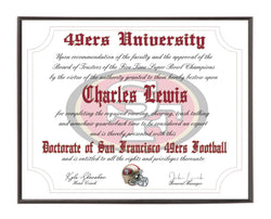 Personalized San Francisco 49ers Ultimate Football Fan Diploma Wood Plaque