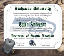 Seattle Seahawks Ultimate Football Fan Personalized Diploma - Mouse Pad