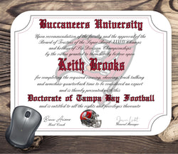 Tampa Bay Buccaneers Ultimate Football Fan Personalized Diploma - Mouse Pad