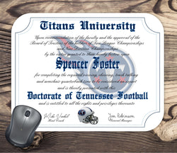 Tennessee Titans Ultimate Football Fan Personalized Diploma - Mouse Pad
