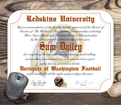 Washington Ultimate Football Fan Personalized Diploma Mouse Pad