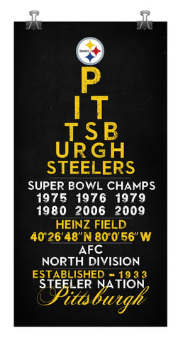 Pittsburgh Steelers - Eye Chart chalkboard print - sports, football, gift for fathers day, subway sign - Eyechart wall art