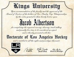 LA Kings Ultimate Hockey Fan Personalized Diploma - Perfect Gift