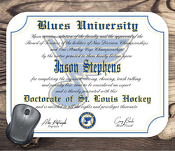 St. Louis Blues Ultimate Hockey Fan Personalized Diploma - Mouse Pad - Perfect Gift