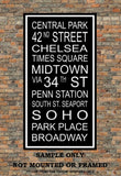 New York City Subway Sign - Central Park, Broadway, Penn Station, Midtown, Soho, Times Square - Multiple Sizes