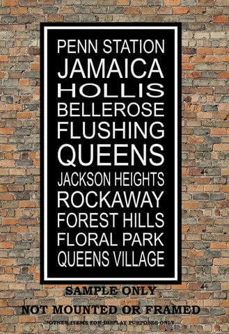 New York City Subway Sign Print - Jamaica, Flushing, Queens, Rockaway, Penn Station, Forest Hills