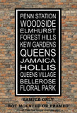 New York City Subway Sign Print - Woodside, Elmhurst, Kew Gardens, Queens Village