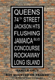 New York City Subway Sign Print - Queens, Jackson Heights, Flushing, Rockaway, Long Island - Multiple Sizes