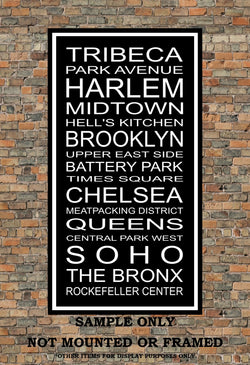 New York City Neighborhoods Subway Sign Print - Tribeca, Park Ave, Harlem, Brooklyn, The Bronx