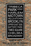 New York City Subway Sign Print - Tribeca, Harlem, Midtown, Battery Park, Times Square, Broadway