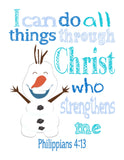 Christian Frozen Nursery Decor Unframed Set of 4 Prints Princess Elsa, Anna, Sven and Olaf with Bible Verses