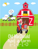 Old MacDonald Had a Farm E I E I O Nursery Decor Wall Art Set of 4 Unframed Prints