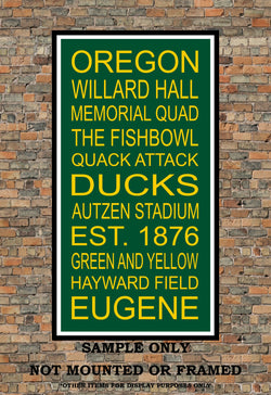 Oregon Ducks Subway Wall Art Print