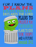 Sesame Street Christian Nursery Decor Set of 4 Prints, Big Bird, Cookie Monster, Elmo and Oscar the Grouch with Bible Verses