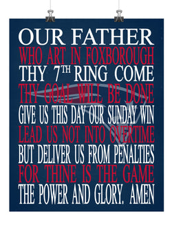 Football Lord's Prayer - Our Father who art in Foxborough - New England Patriots Christian print