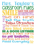 Personalized Classroom Rules - Prefect Gift for a Teacher - Available in Multiple Sizes